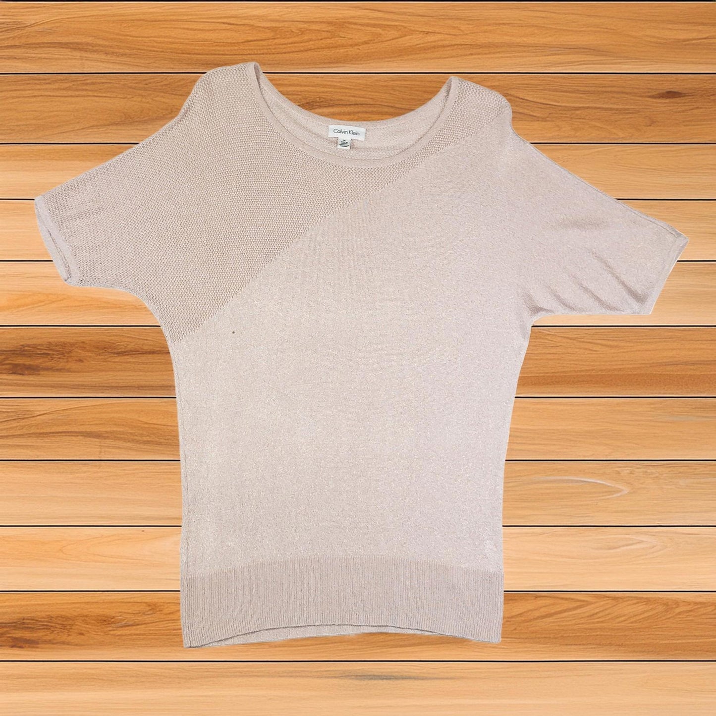 Calvin Klein Top Womens M Pink Gold Metallic Knit Dolman Sleeve Jumpe by Calvin Klein – | RewearableUK