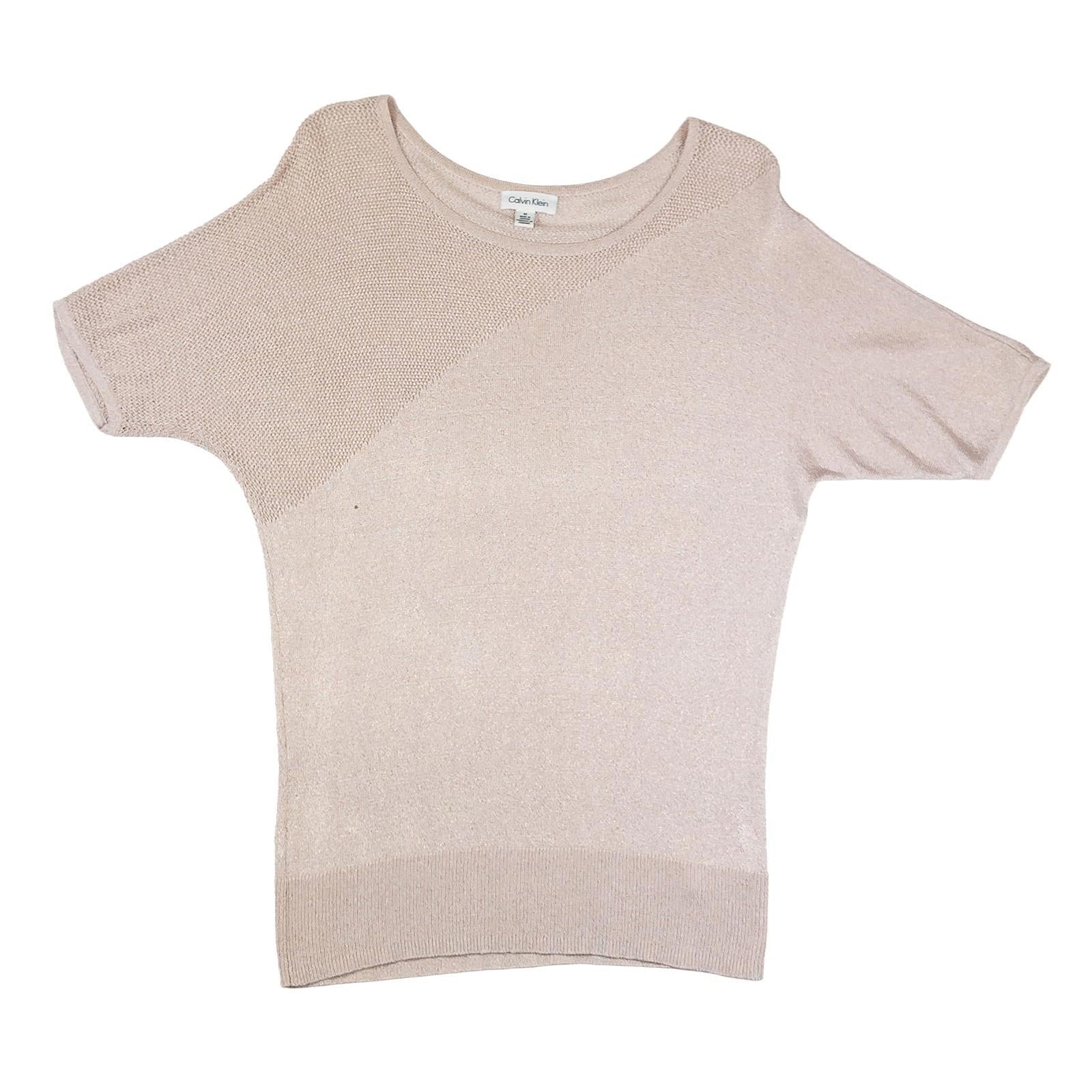 Calvin Klein Top Womens M Pink Gold Metallic Knit Dolman Sleeve Jumpe by Calvin Klein – | RewearableUK