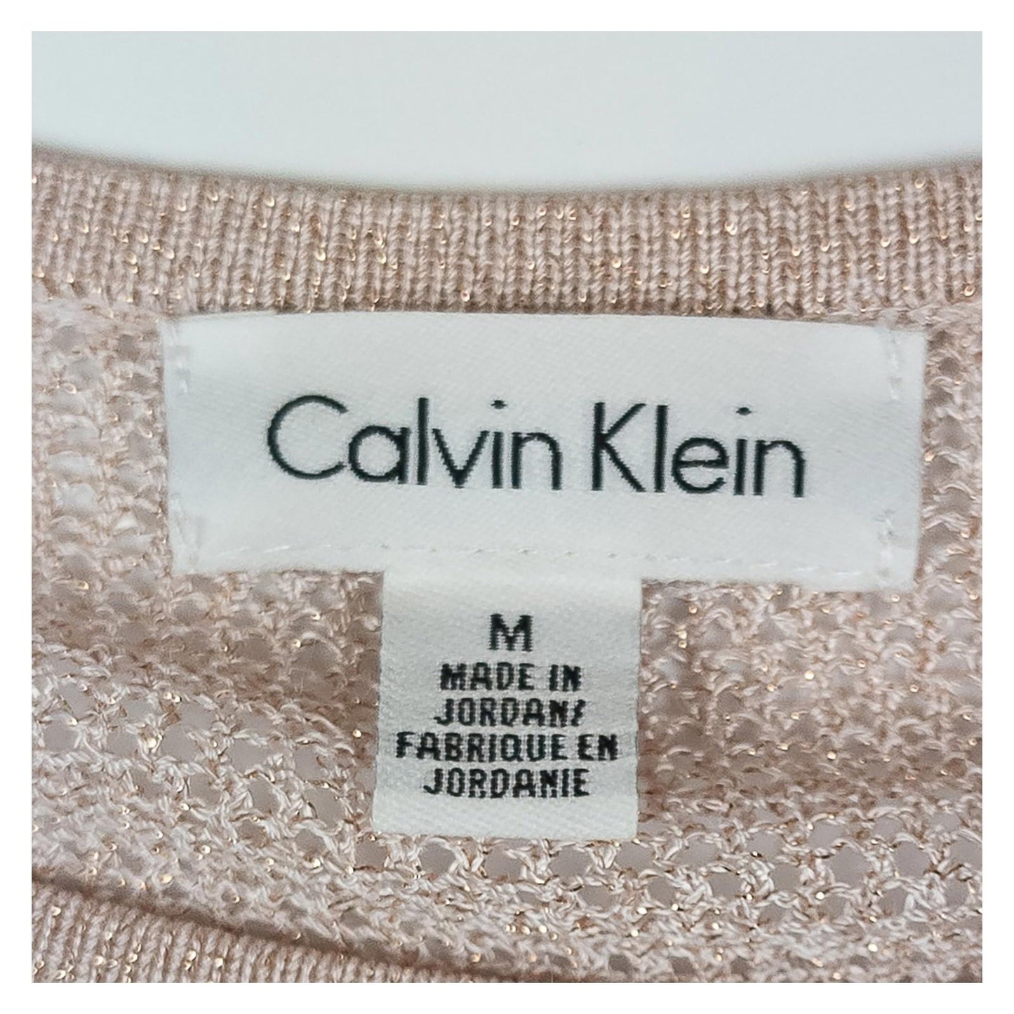 Calvin Klein Top Womens M Pink Gold Metallic Knit Dolman Sleeve Jumpe by Calvin Klein – | RewearableUK