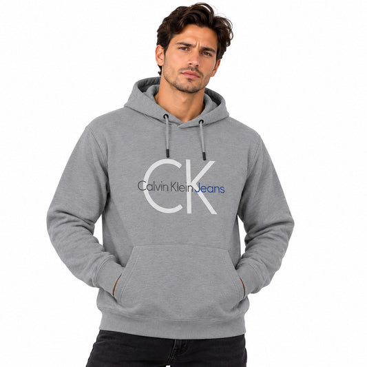 Calvin Klein Unisex Jeans Grey Marl CK Hoodie L Cotton Long Sleeve – Hoodie product photo 1 | RewearableUK