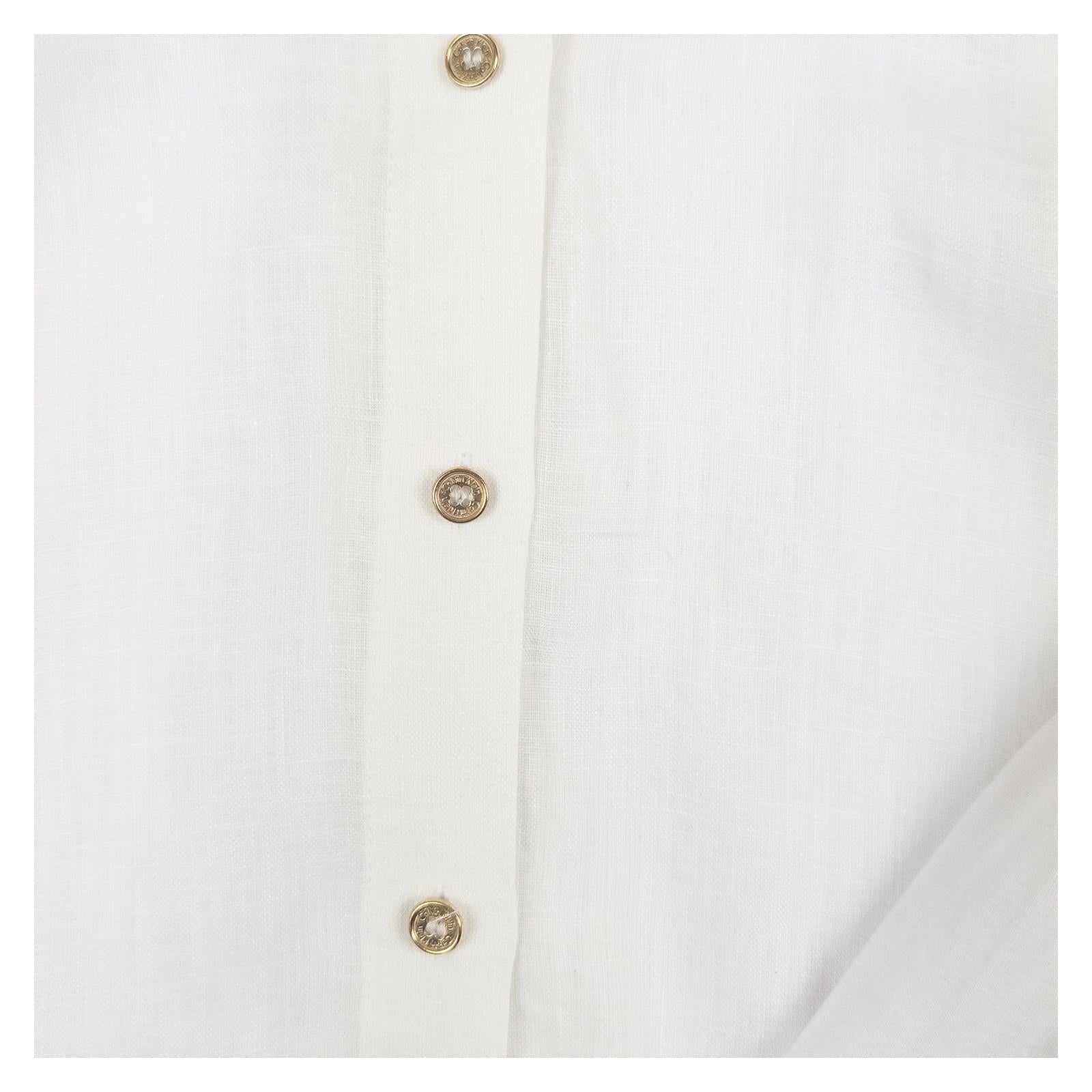 Calvin Klein Women's White Shirt Blouse L XL Gold Buttons Roll Tab Sleeve Stretc by Calvin Klein Collection – | RewearableUK