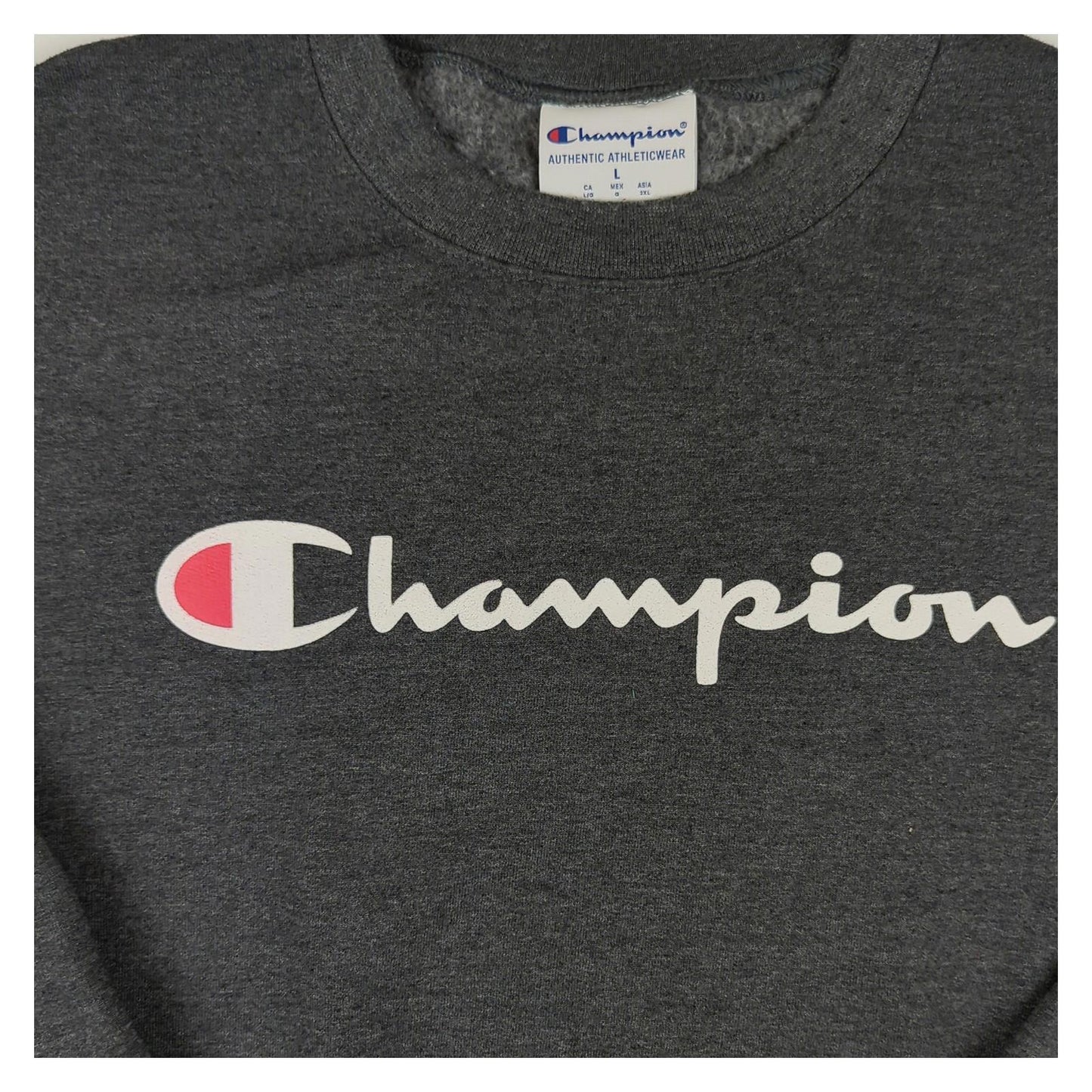 Champion Champion Grey Logo Sweatshirt Men’s L Long Sleeve Eco Regular Fit SWDSW20CH Sweater & Hoodie RewearableUK