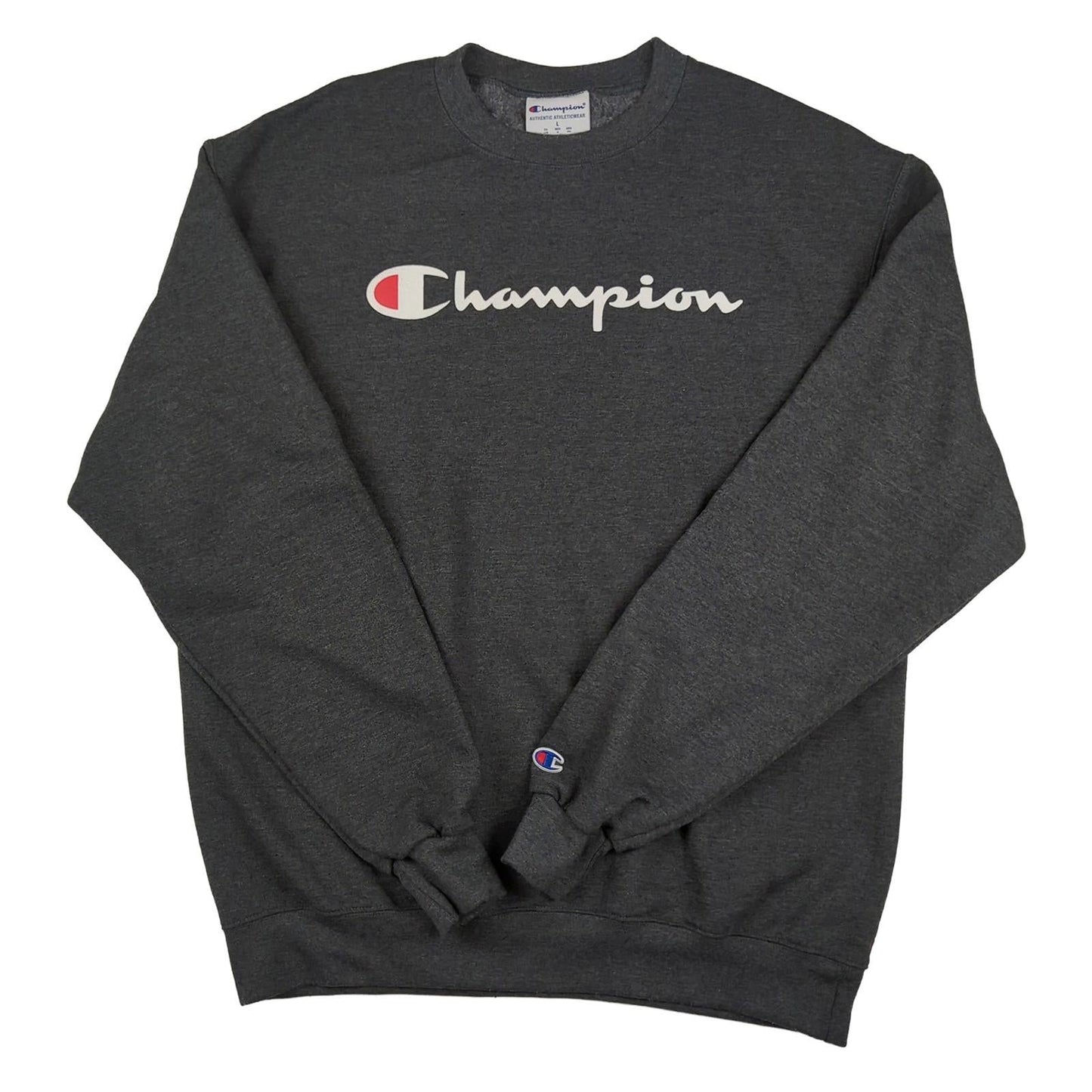 Champion Champion Grey Logo Sweatshirt Men’s L Long Sleeve Eco Regular Fit SWDSW20CH Sweater & Hoodie RewearableUK