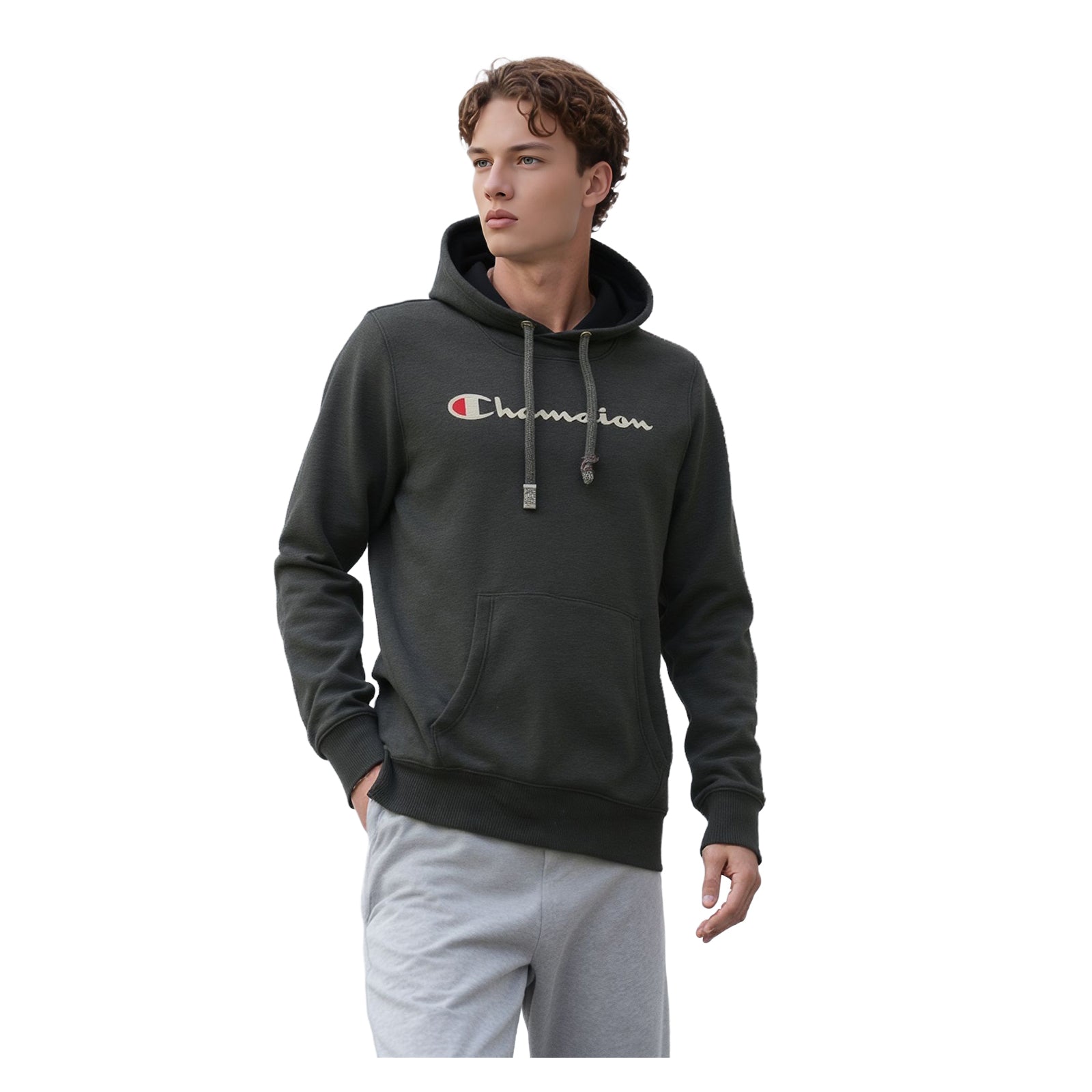 Champion Champion Men’s Grey Hoodie Size M Regular Fit Cotton - Poly Hooded Sweatshirt Sweater & Hoodie RewearableUK