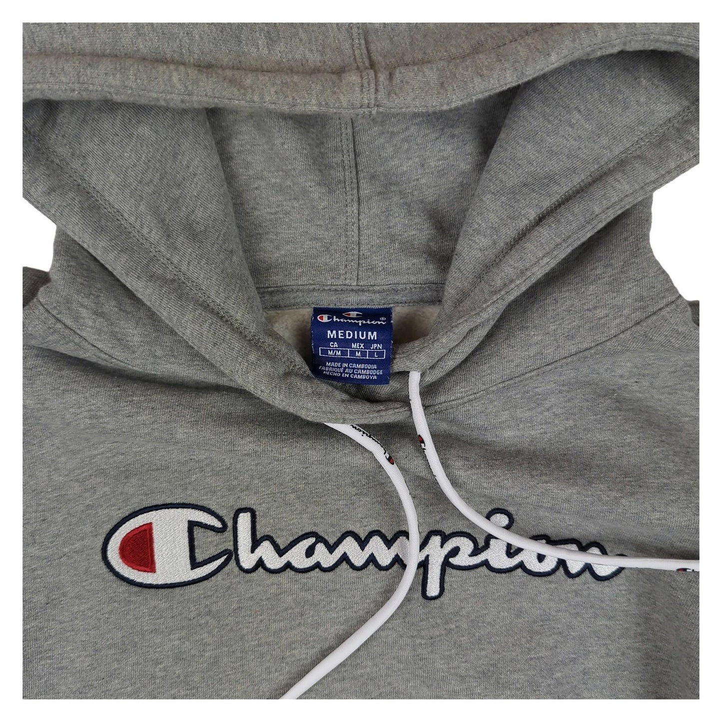 Champion Champion Men's Hoodie Grey Pullover Size M – Athletic Gym Sweatshirt Excellent Sweater & Hoodie RewearableUK
