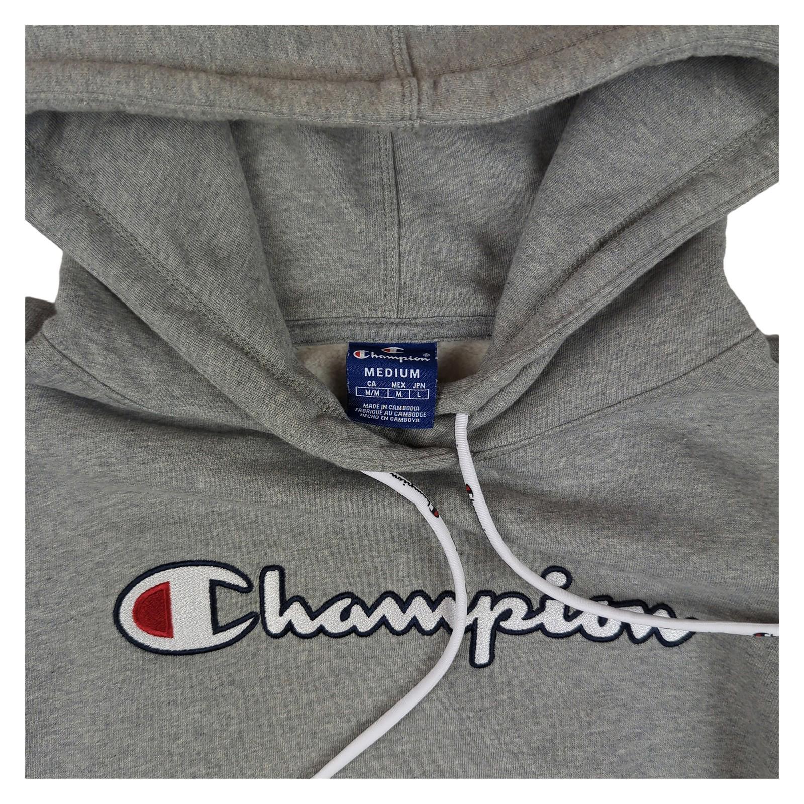Champion Champion Men's Hoodie Grey Pullover Size M – Athletic Gym Sweatshirt Excellent Sweater & Hoodie RewearableUK