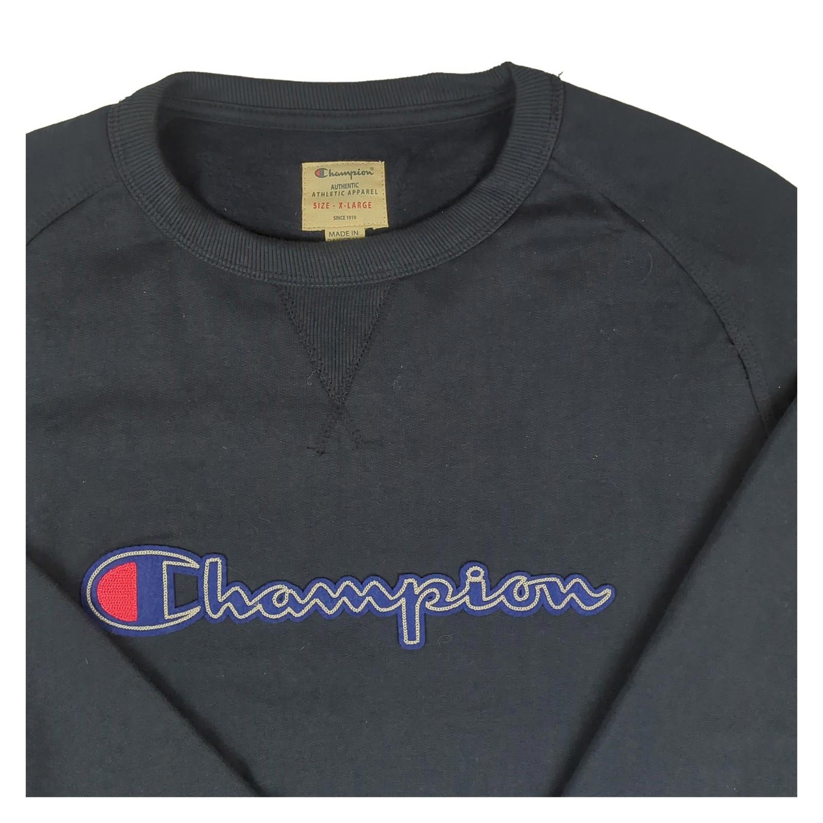 Champion Champion Mens Sweatshirt XL Blue Jumper Pullover Long Sleeve Cotton Vintage Top Sweater & Hoodie RewearableUK