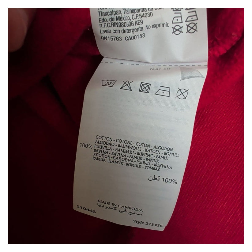 Champion Red Hoodie XS Pullover Sweatshirt Tape Logo Sleeves 100% Cotton – Hoodie product photo 4 | RewearableUK