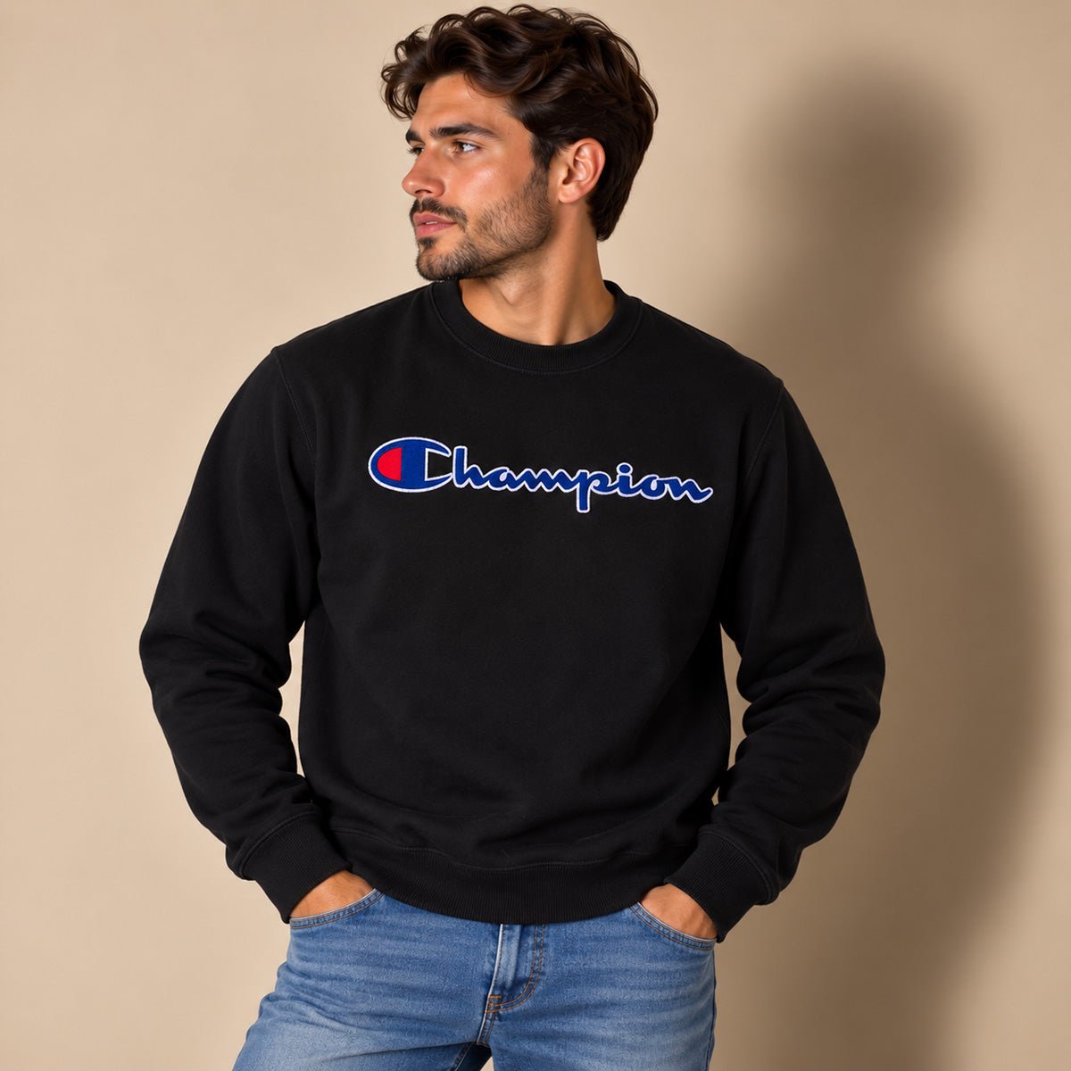 Champion Unisex Sweatshirt Small Black Embroidered Logo 82% Cotton 18% Polyester – Sweater & Hoodie product photo 1 | RewearableUK