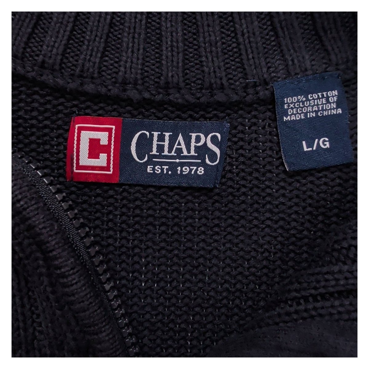 Chaps Mens Jumper L Navy Ribbed Half Zip Cotton – product photo 8 | RewearableUK