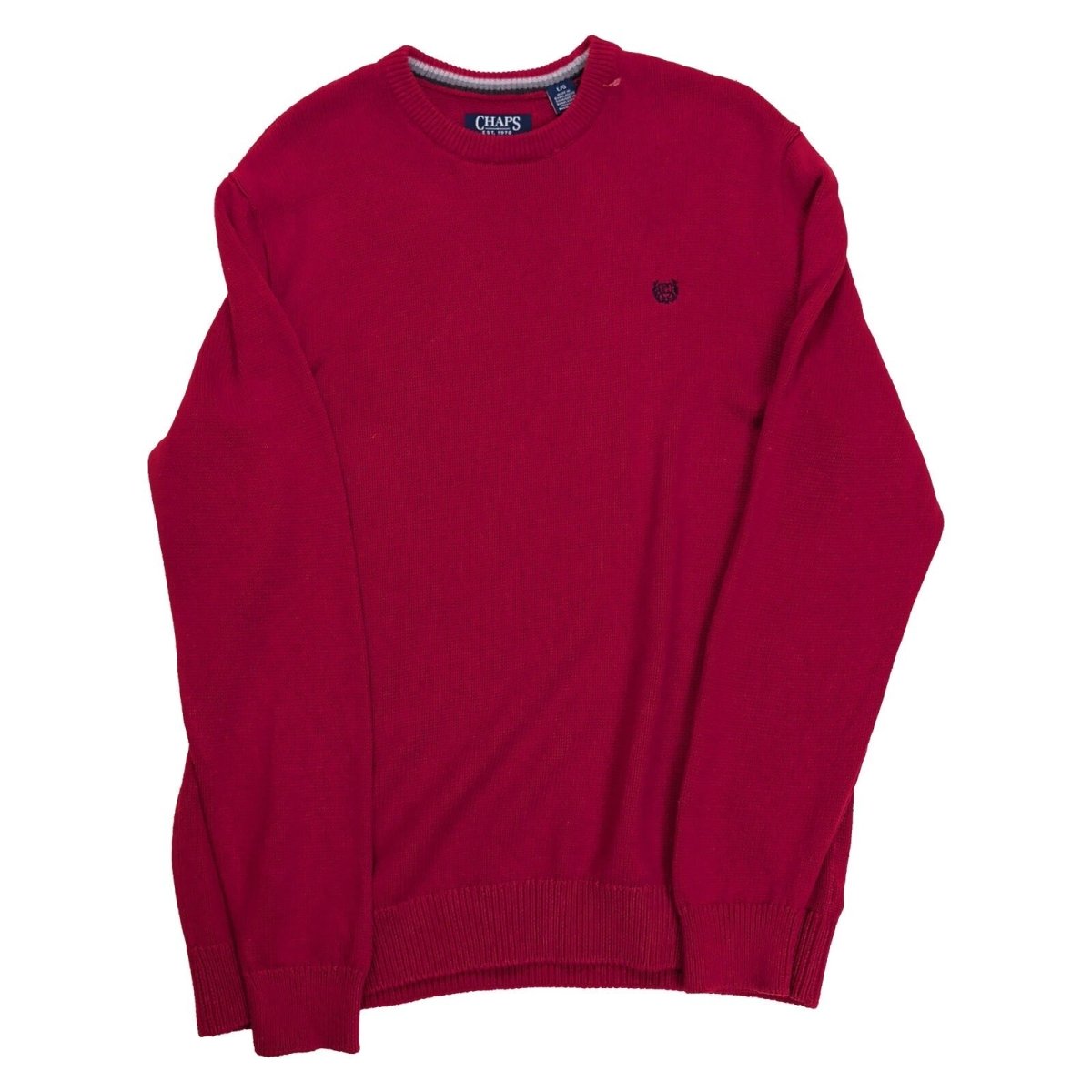 Chaps Men's Jumper Large Red Crew Neck Embroidered Cotton – product photo 2 | RewearableUK