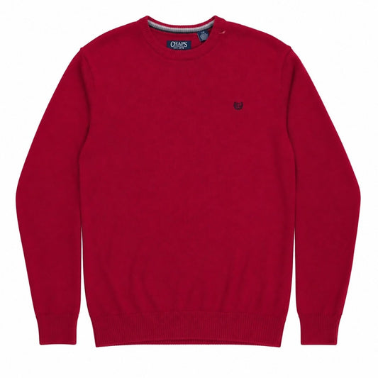 Chaps Men's Jumper Large Red Crew Neck Embroidered Cotton – product photo 1 | RewearableUK