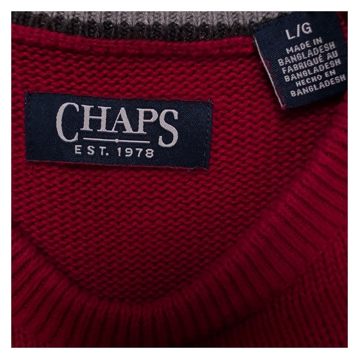 Chaps Men's Jumper Large Red Crew Neck Embroidered Cotton – product photo 6 | RewearableUK