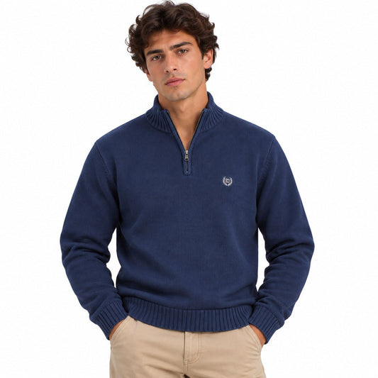 Chaps Men's Quarter Zip Cotton Jumper L Navy – jumper product photo 1 | RewearableUK