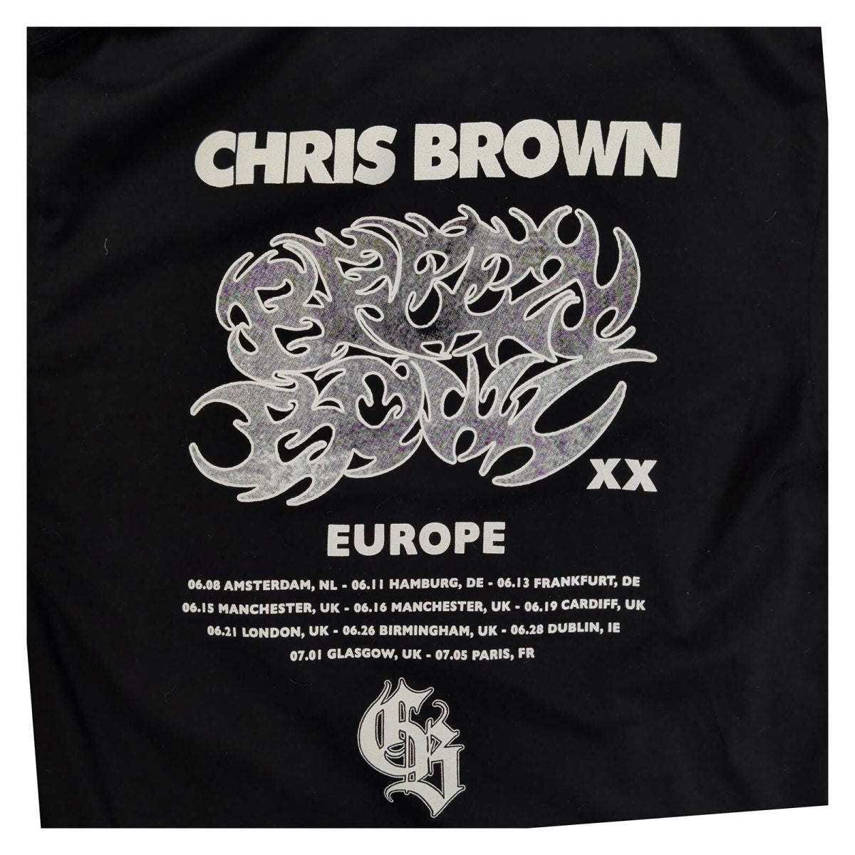 Chris Brown Breezy Bowl XX Europe 2025 Tour T-Shirt L Black Double Sided – product photo 4 | RewearableUK