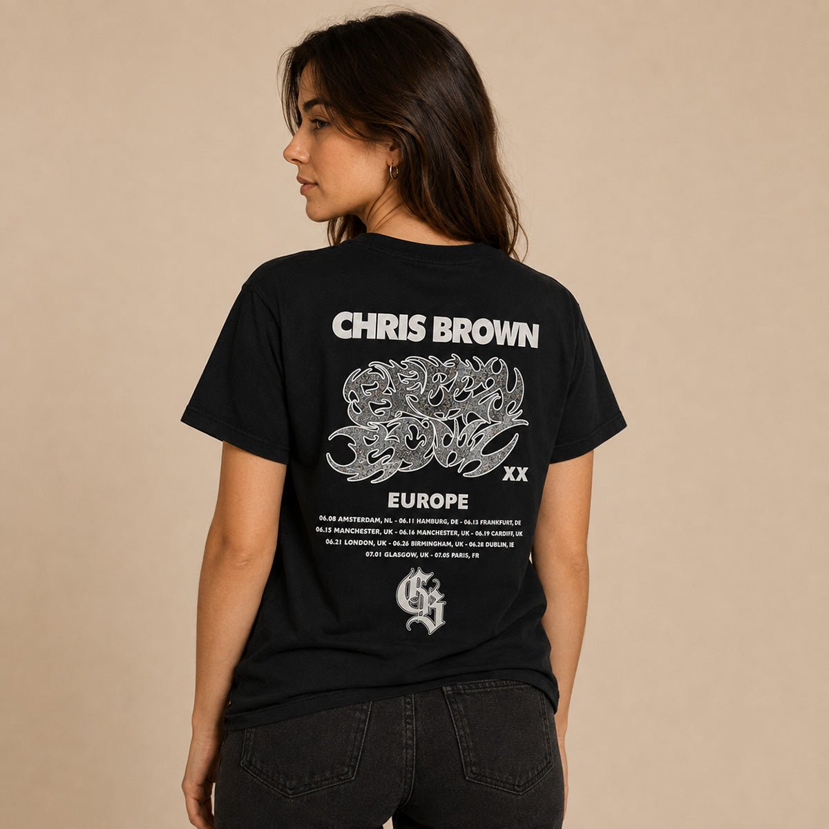 Chris Brown Breezy Bowl XX Europe 2025 Tour T-Shirt L Black New Spirit – Music T-Shirt product photo 2 | RewearableUK