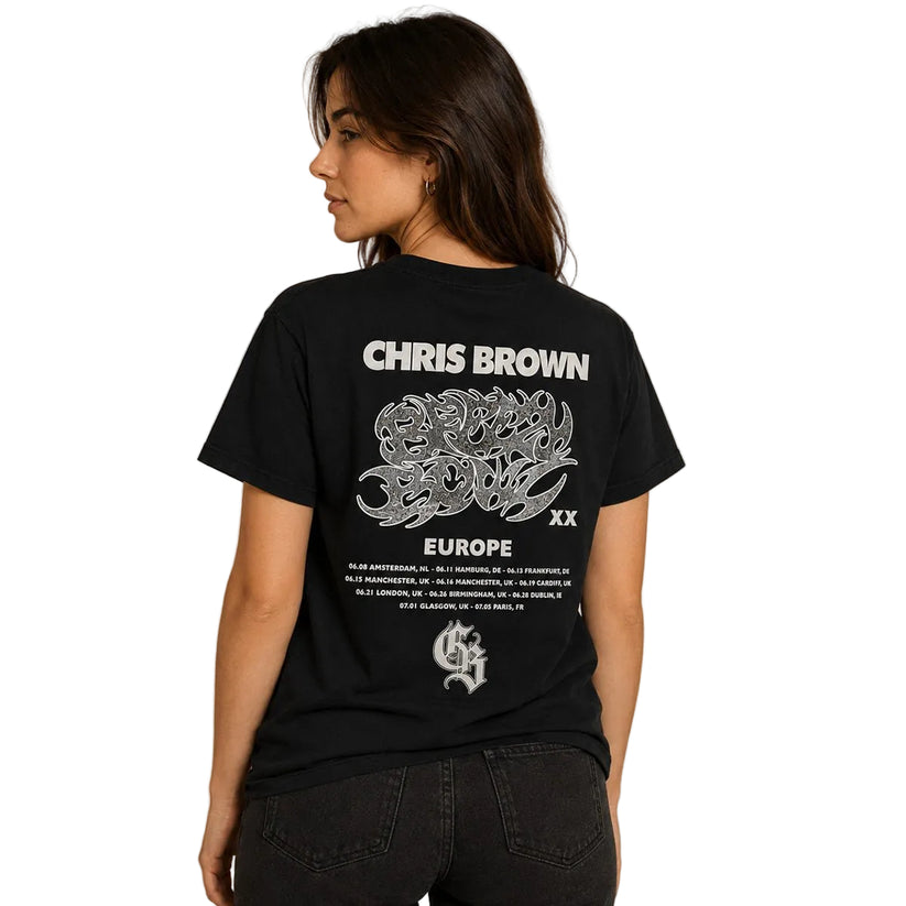 Chris Brown Breezy Bowl XX Europe 2025 Tour T-Shirt L Black New Spirit – Music T-Shirt product photo 2 | RewearableUK