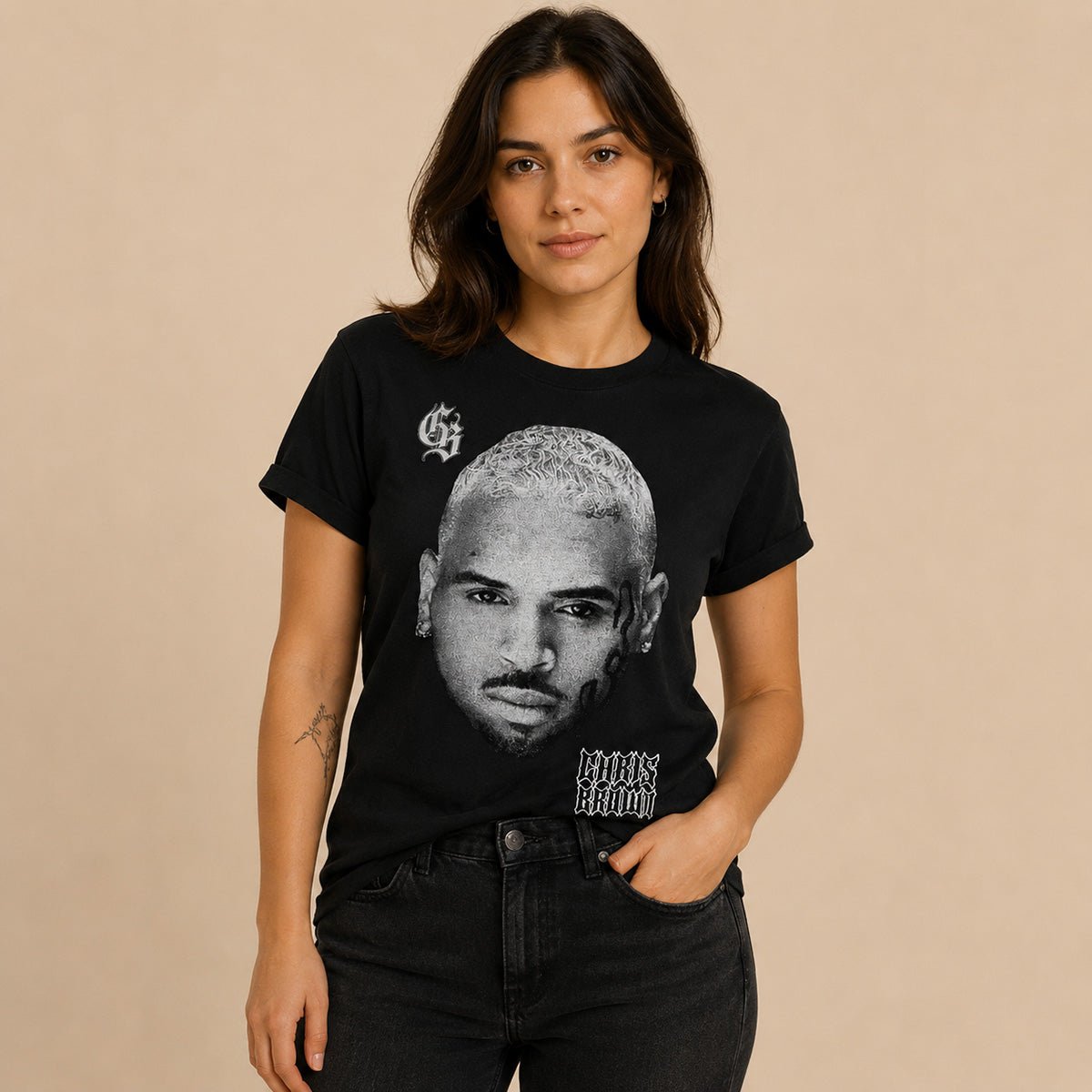 Chris Brown Breezy Bowl XX Europe 2025 Tour T-Shirt L Black New Spirit – Music T-Shirt product photo 1 | RewearableUK