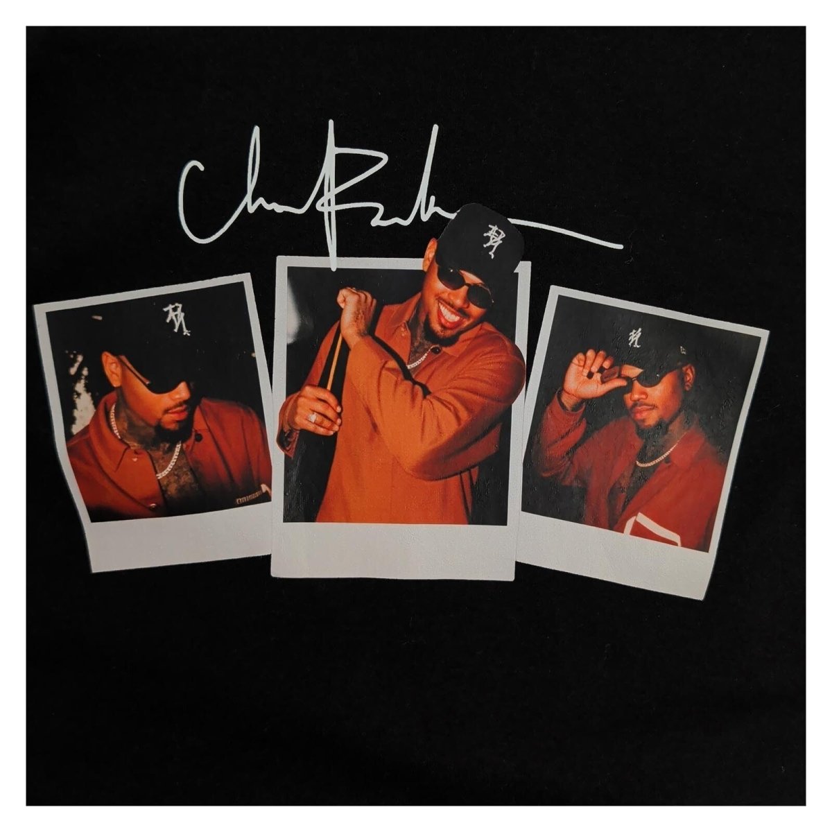 Chris Brown T-Shirt S Black Polaroid Photo Signature Graphic R&B Hip Hop Music T – product photo 2 | RewearableUK