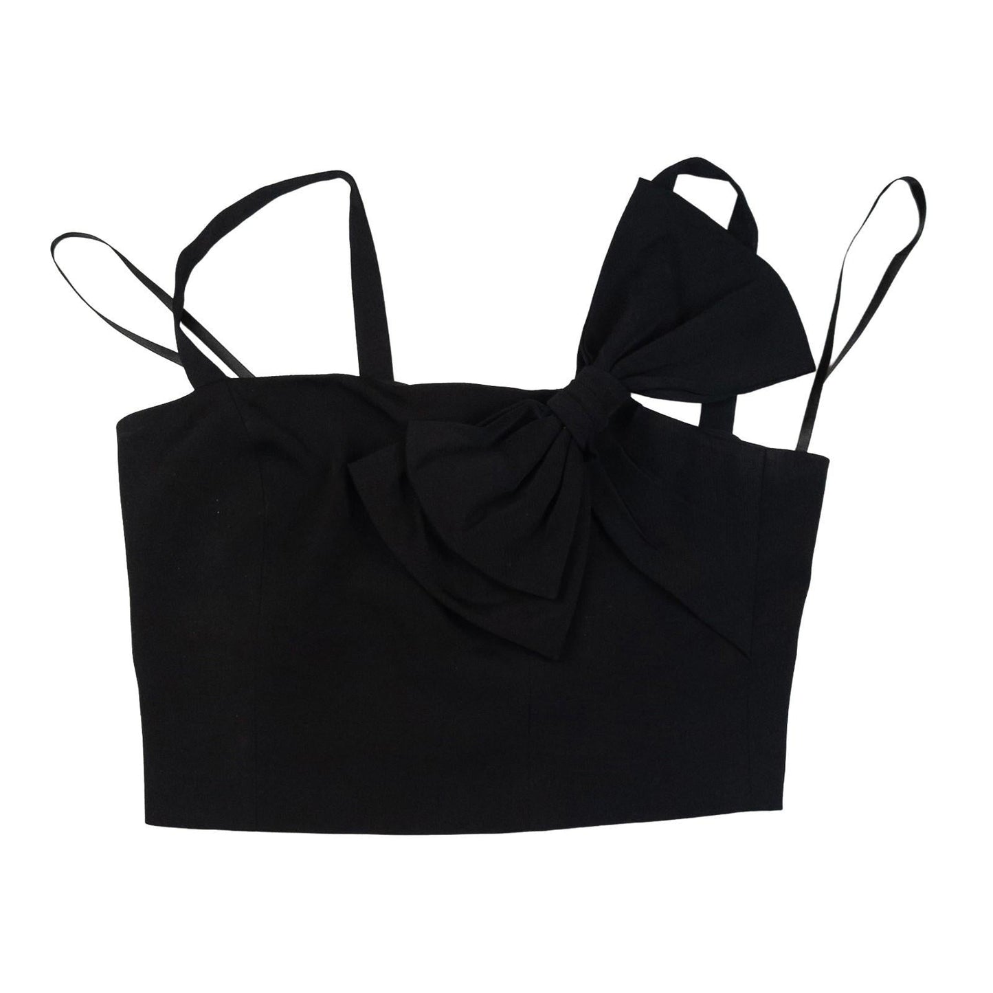 Coast Black Bow Crop Top Size UK 12 Structured Bralette Double Strap Party Zip by Coast – | RewearableUK