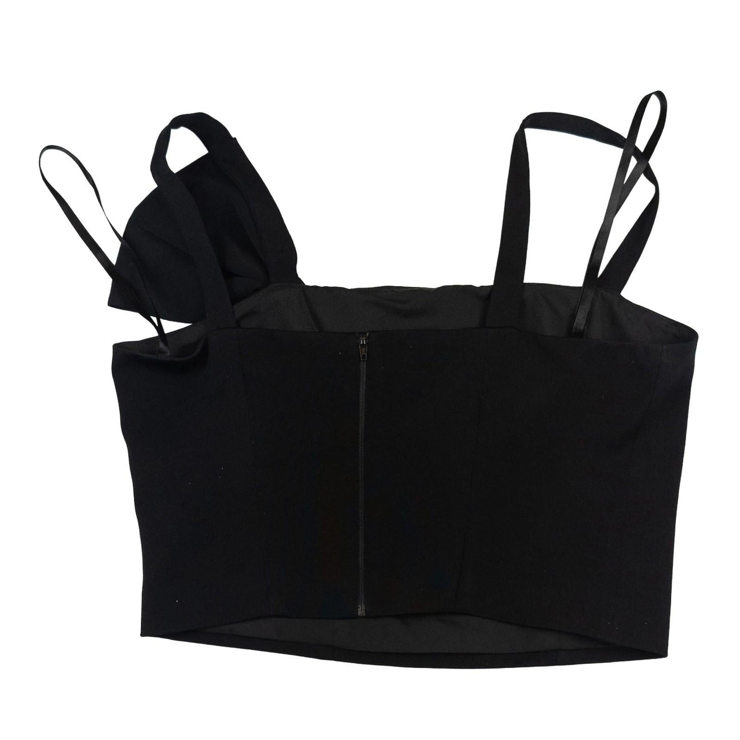 Coast Black Bow Crop Top Size UK 12 Structured Bralette Double Strap Party Zip by Coast – | RewearableUK