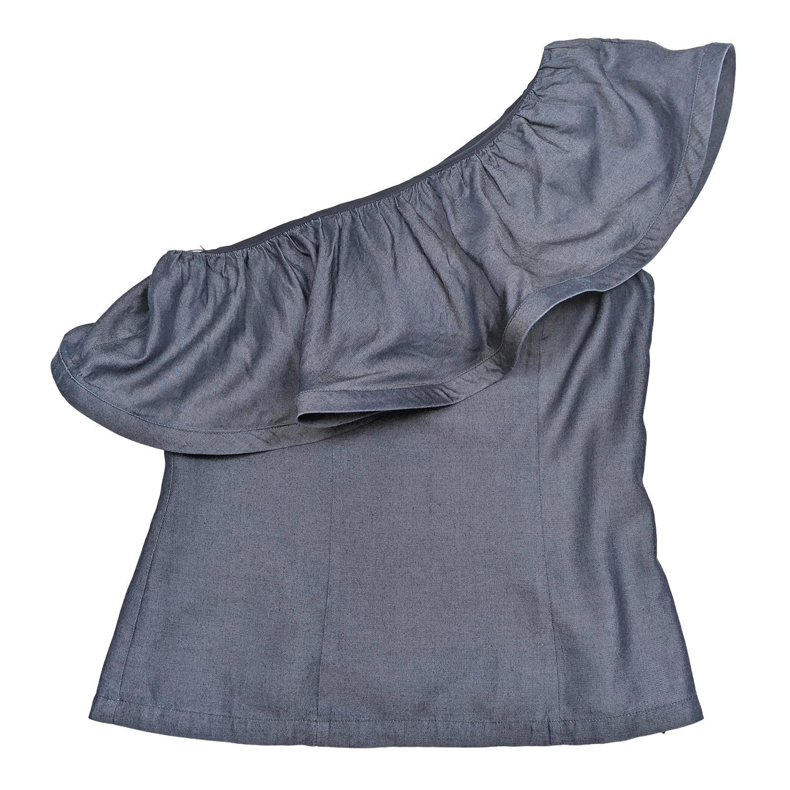 Coast Friday Navy One Shoulder Top Size UK 10 US 6 Lyocell Ruffle Blouse Smart by Coast – | RewearableUK