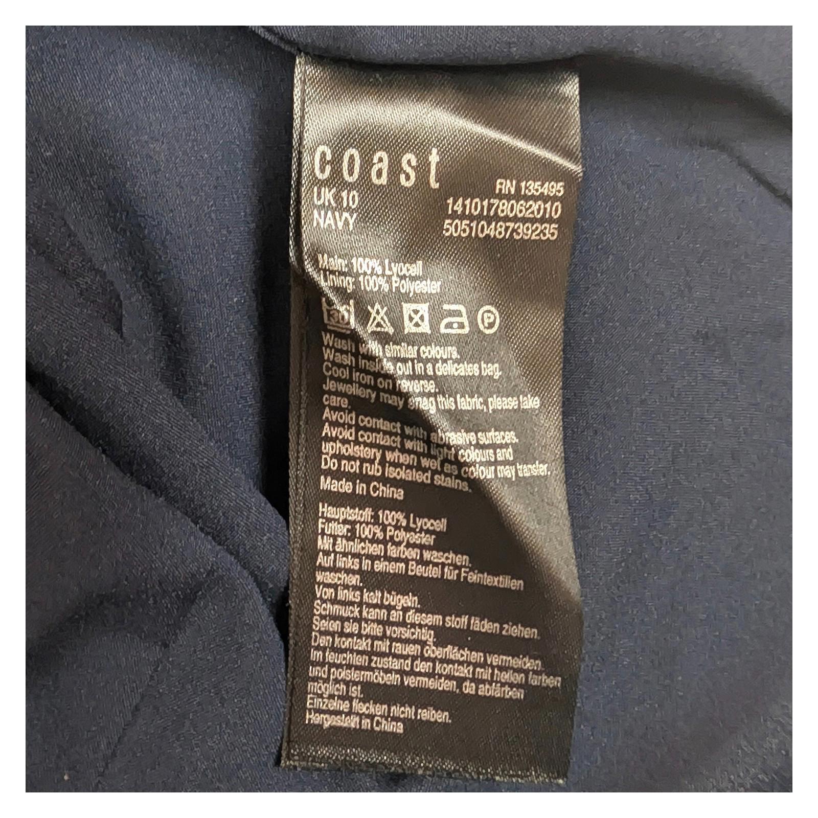 Coast Friday Navy One Shoulder Top Size UK 10 US 6 Lyocell Ruffle Blouse Smart by Coast – | RewearableUK