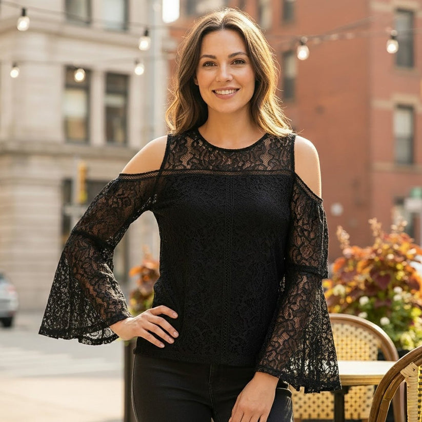 Coast Lace Cold Shoulder Blouse Black | Women's UK 10 by Coast – blouse | RewearableUK