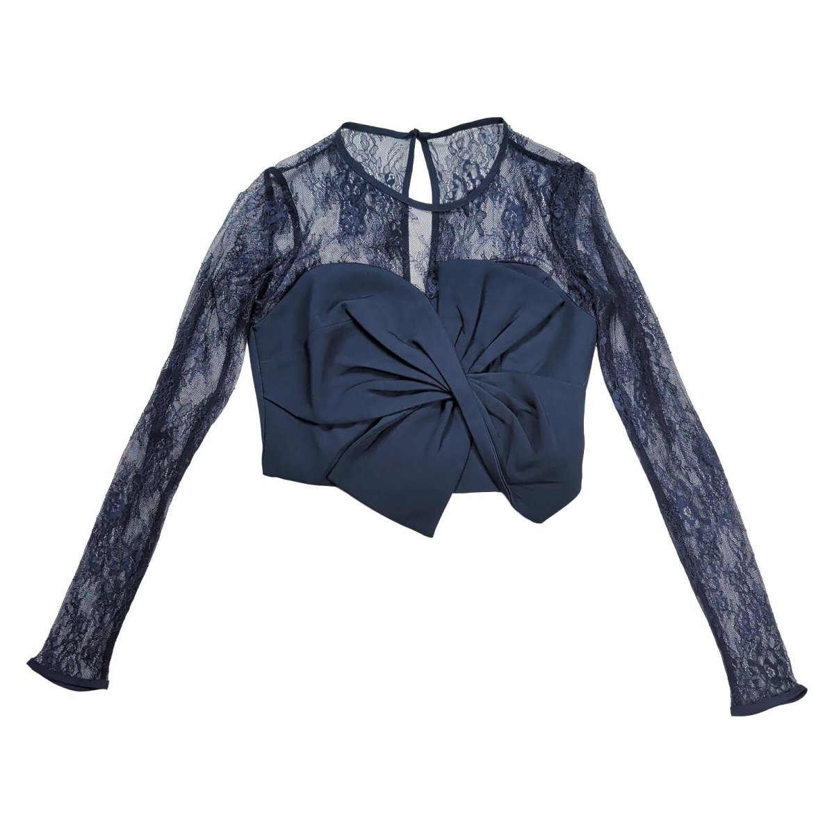 Coast Statement Bow Lace Crop Top UK 10 Navy Long Sleeve Occasion Blouse – product photo 1 | RewearableUK