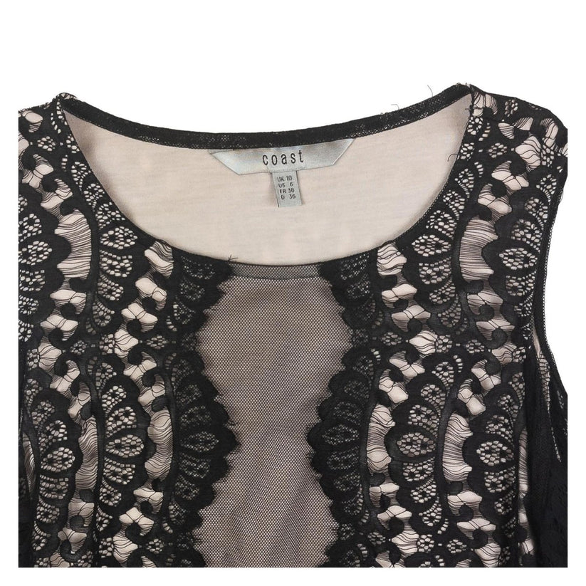 Coast Top UK 10 Black Nude Lace Cold Shoulder Bell Sleeve Blouse by Coast – | RewearableUK