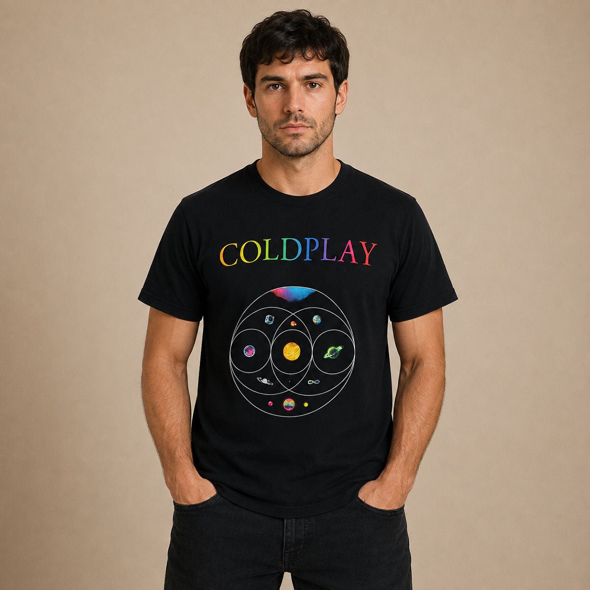 Coldplay Music of the Spheres 2022 Tour T-Shirt M Black – Music T-Shirt product photo 1 | RewearableUK