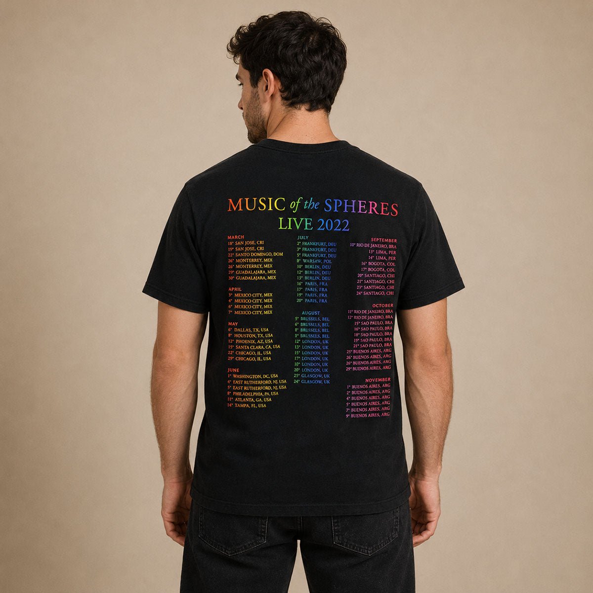 Coldplay Music of the Spheres 2022 Tour T-Shirt M Black – Music T-Shirt product photo 2 | RewearableUK