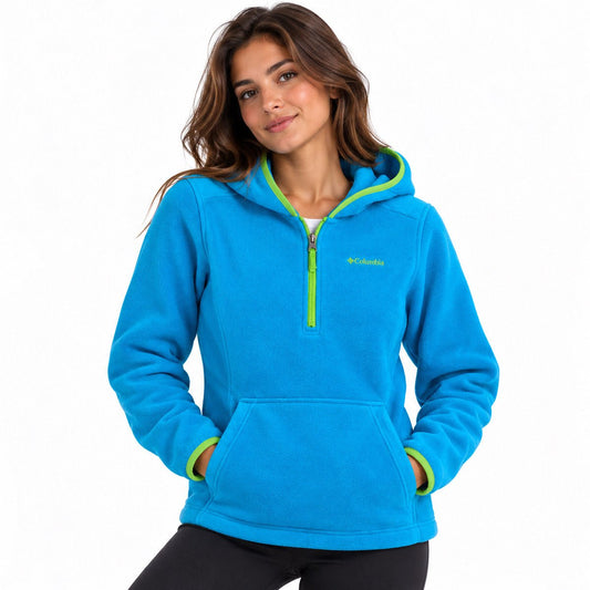 Columbia Women's Blue Half Zip Fleece Hoodie M Stains – Hoodie product photo 1 | RewearableUK