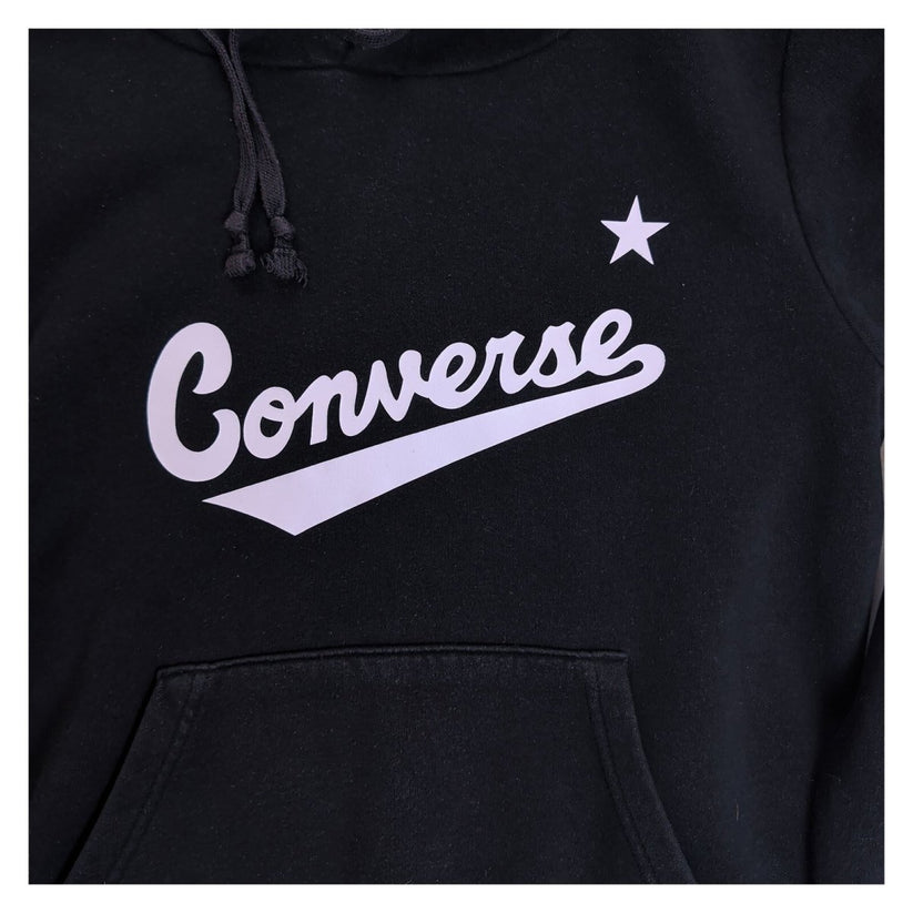 Converse Black Pullover Hoodie Size S Star Script Logo Kangaroo Pocket – product photo 4 | RewearableUK