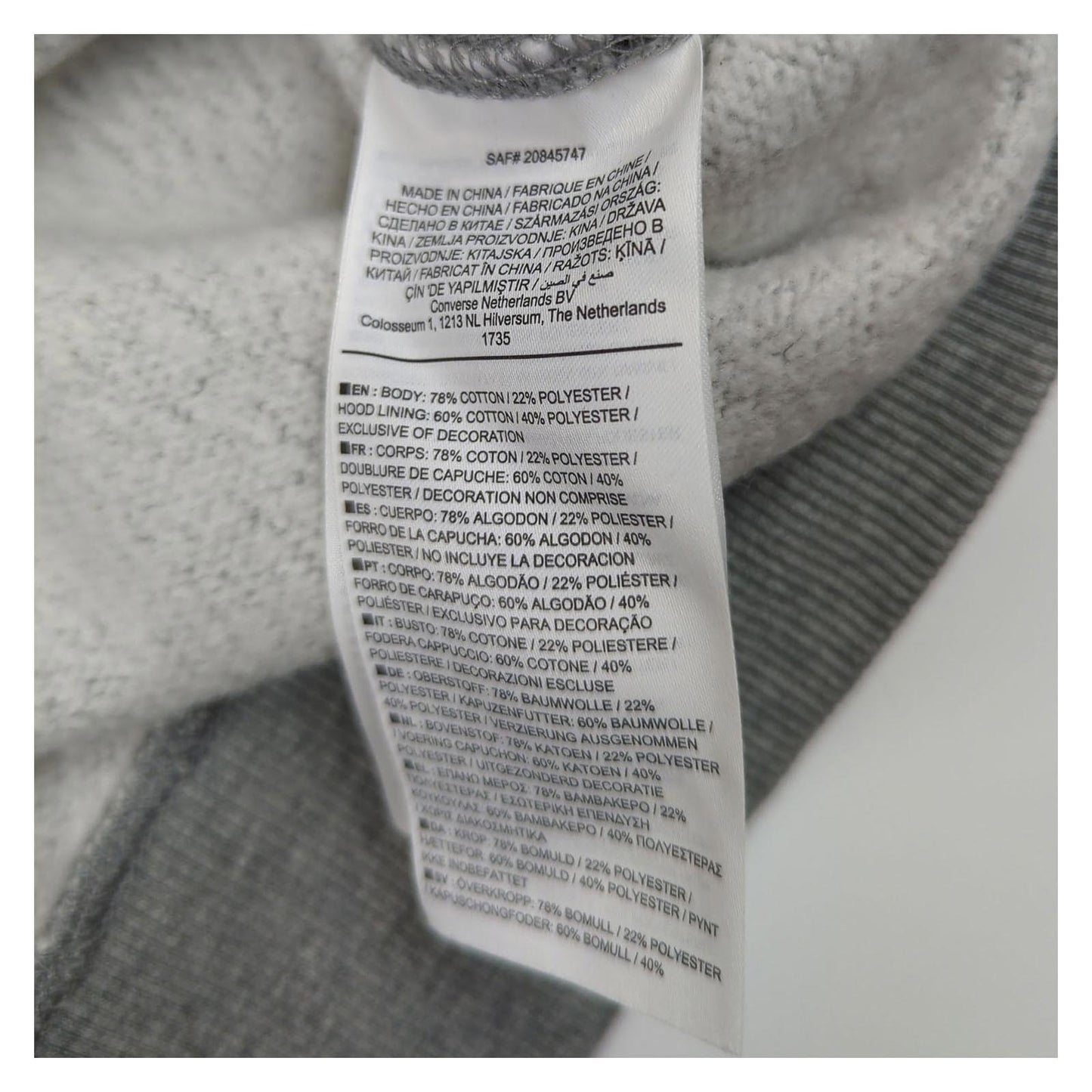 Converse Converse Men's Hoodie Grey Pullover Size XS Casual Sweatshirt Excellent Eco Sweater & Hoodie RewearableUK