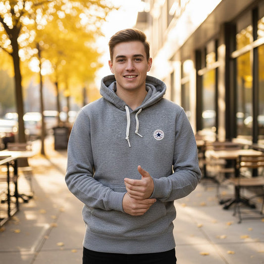 Converse Men's Pullover Hoodie in Grey | Size XS by Converse – Sweater & Hoodie | RewearableUK