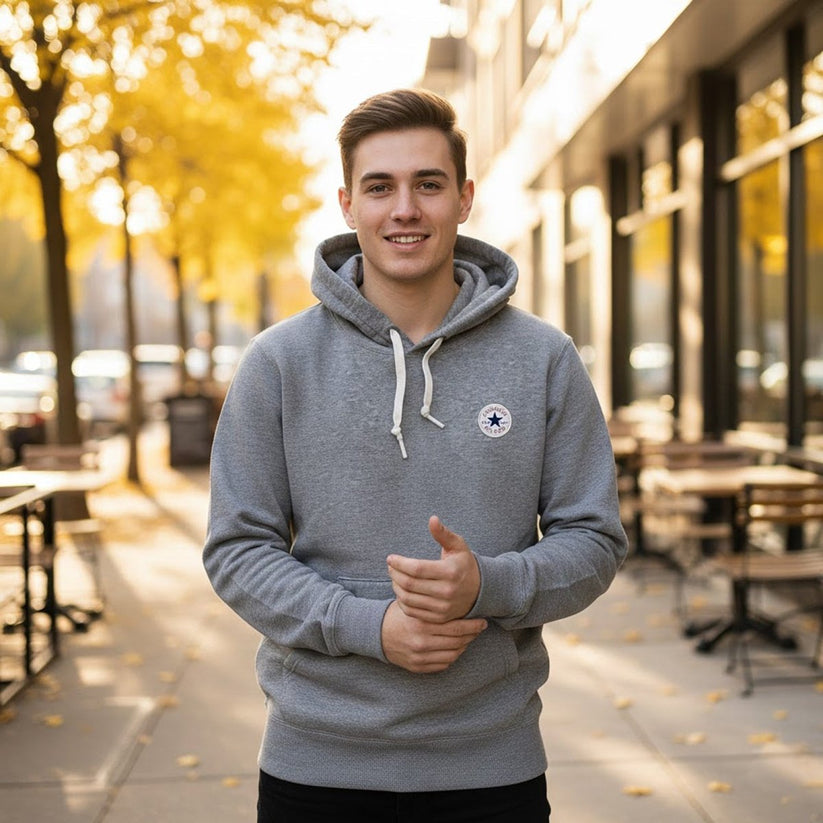 Converse Men's Pullover Hoodie in Grey | Size XS by Converse – Sweater & Hoodie | RewearableUK