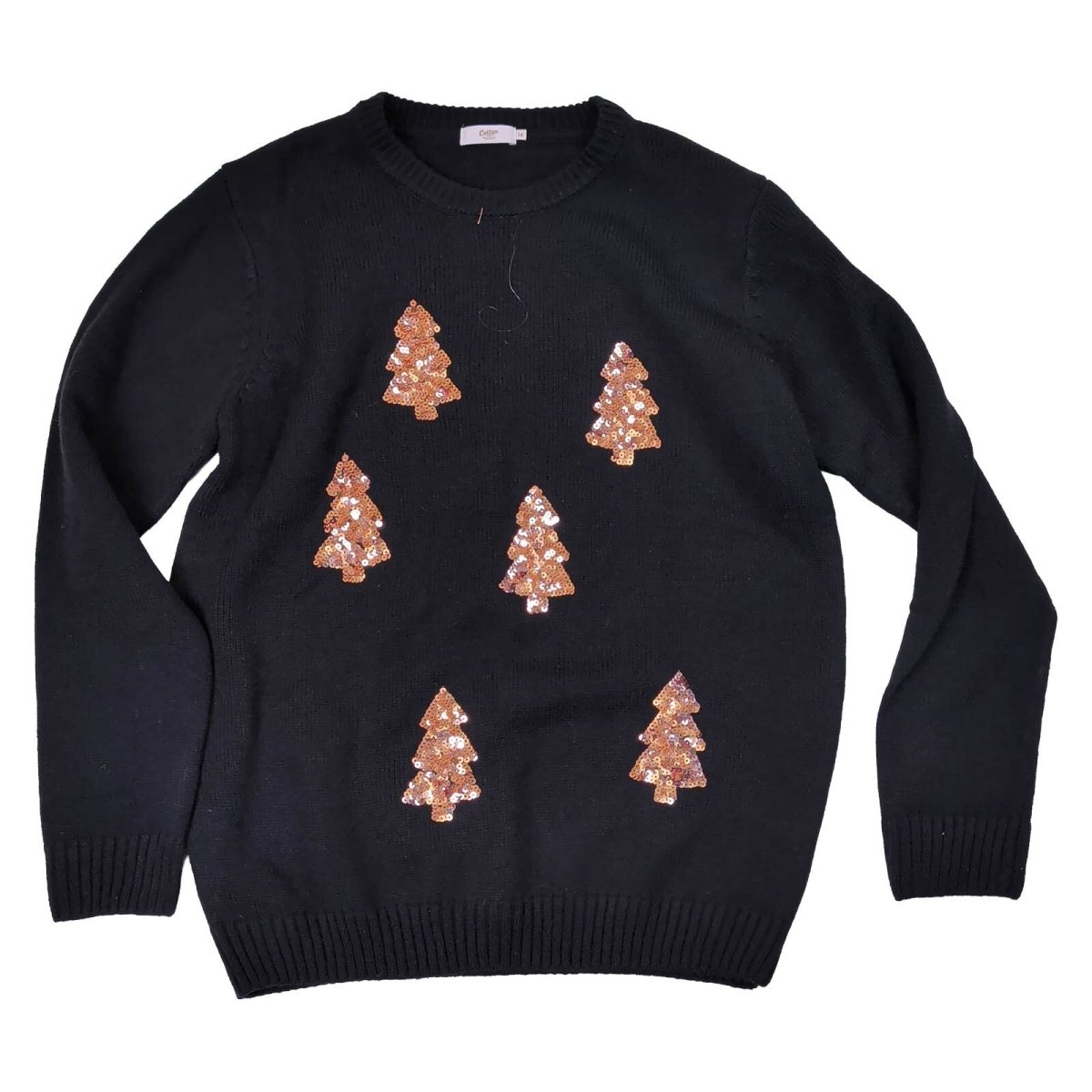 Cotton Traders Women's Christmas Jumper UK 16 Black Sequin Tree – product photo 1 | RewearableUK