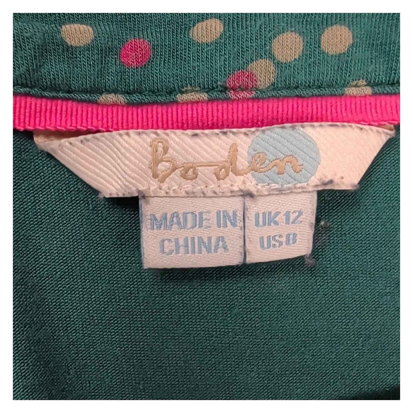 Boden Nadine Jersey Top UK 12 Teal Confetti Spot