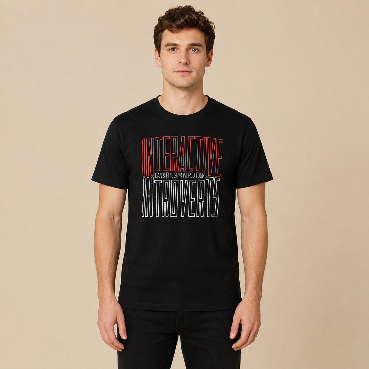 Dan & Phil Interactive Introverts 2018 Tour T-Shirt S Black – Music T-Shirt product photo 1 | RewearableUK