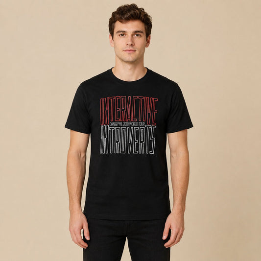Dan & Phil Interactive Introverts 2018 Tour T-Shirt S Black – Music T-Shirt product photo 1 | RewearableUK
