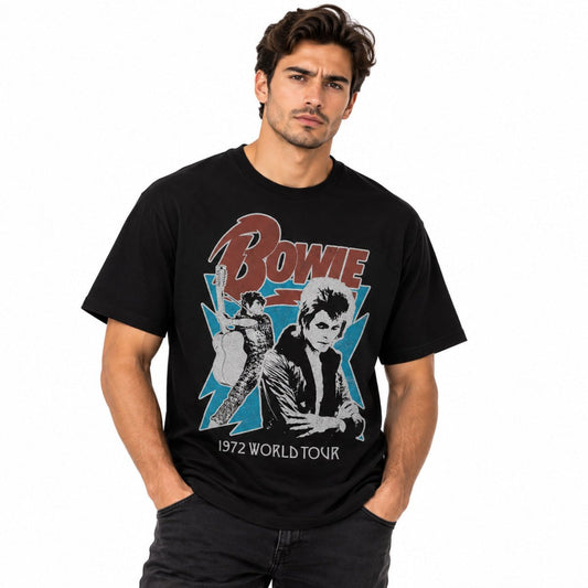 David Bowie Ziggy Stardust 1972 Tour Unisex T-Shirt S Black Cotton – T-Shirt product photo 1 | RewearableUK