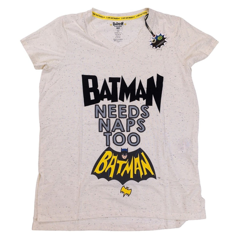 DC Comics Batman Needs Naps Too Women's Lounge T-Shirt M UK 10-12 V Neck – product photo 2 | RewearableUK