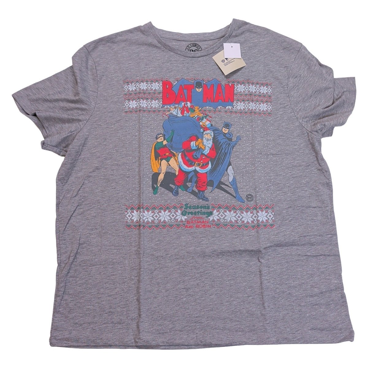 DC Comics Men's Batman Grey Santa Graphic T-Shirt 2XL Cotton Blend – product photo 1 | RewearableUK