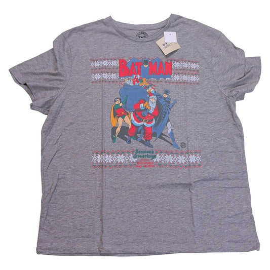 DC Comics Men's Batman Grey Santa Graphic T-Shirt 2XL Cotton Blend – product photo 1 | RewearableUK