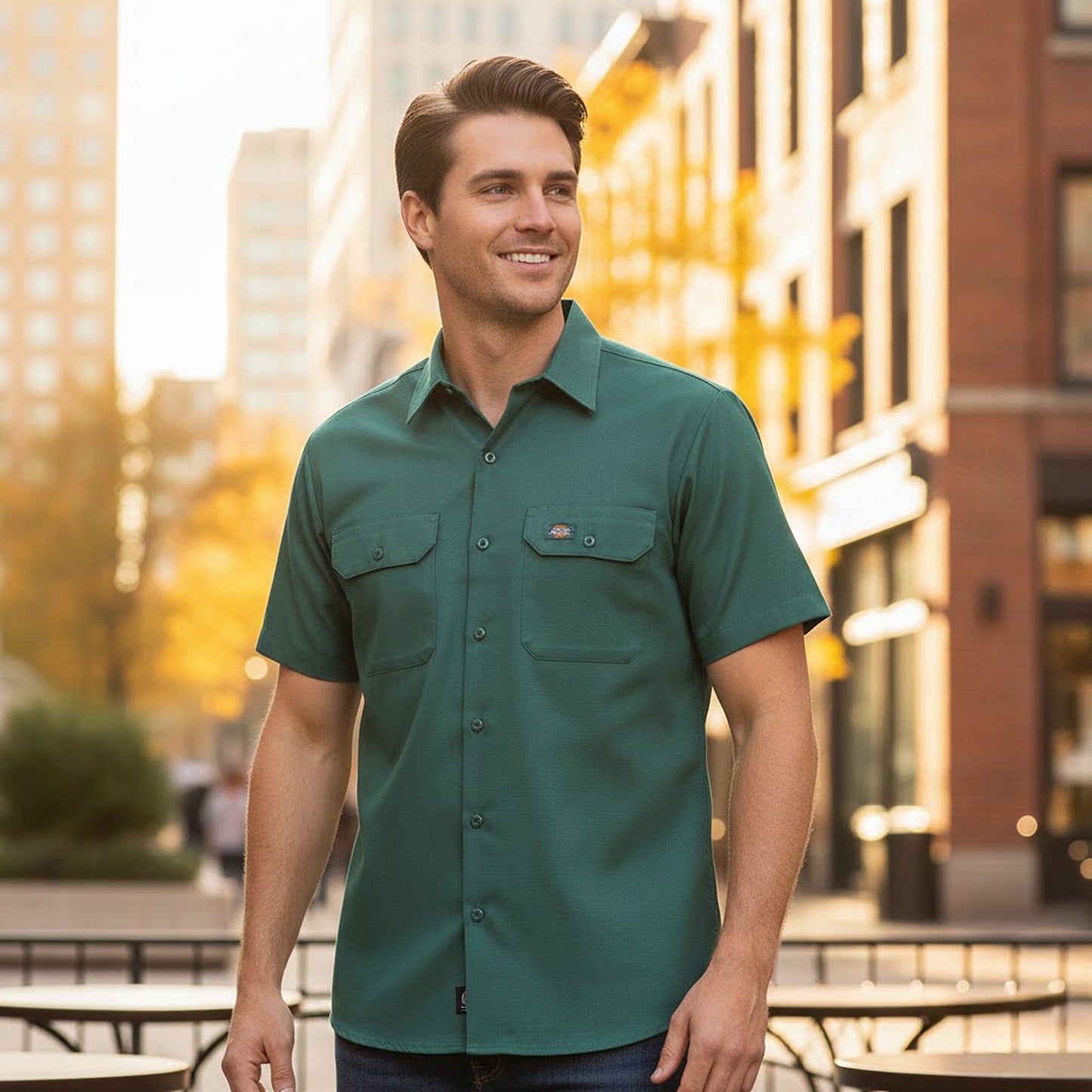 Dickies 1574 Short Sleeve Work Shirt | Hunter Green | Medium by Dickies – shirt | RewearableUK