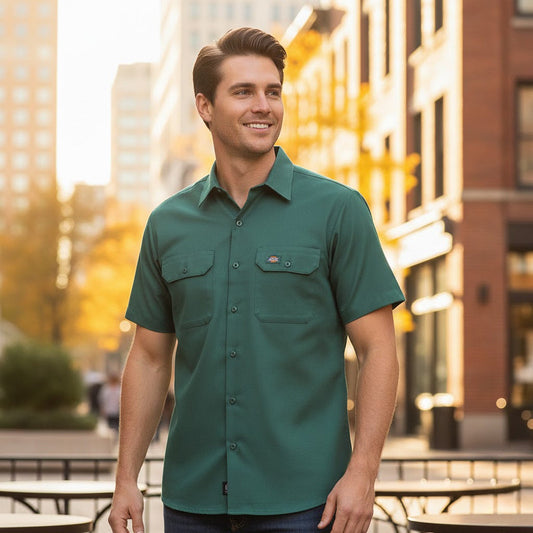 Dickies 1574 Short Sleeve Work Shirt | Hunter Green | Medium by Dickies – shirt | RewearableUK