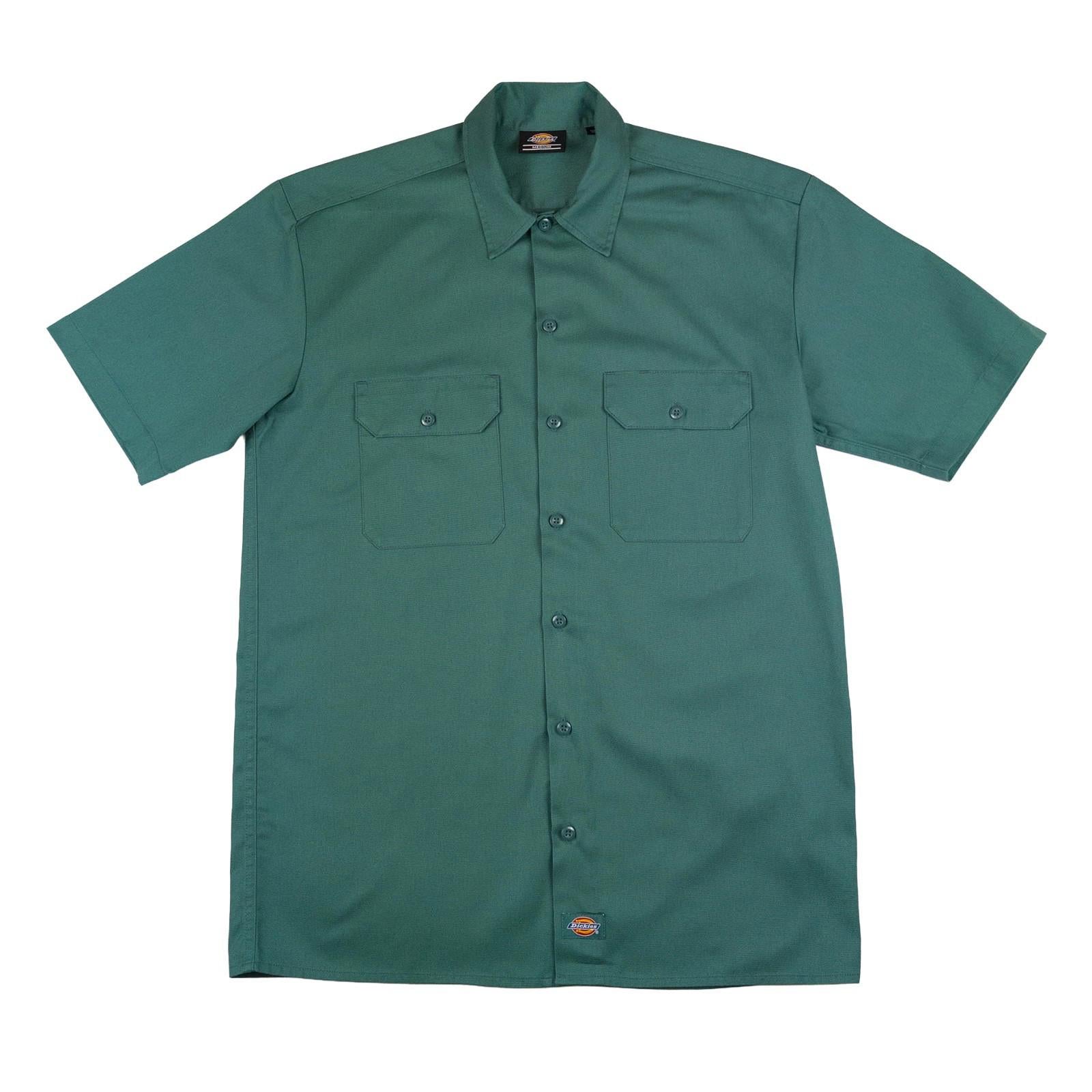 Dickies Dickies 1574 Short Sleeve Work Shirt Men Medium – Hunter Green Classic Fit shirt RewearableUK