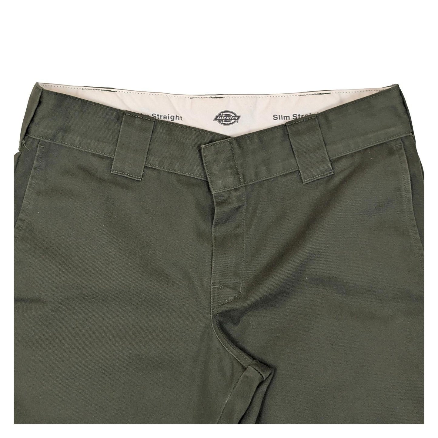 Dickies 873 Slim Straight Work Pants W30 L32 Olive Green Chino Trousers WP873 by Dickies – | RewearableUK