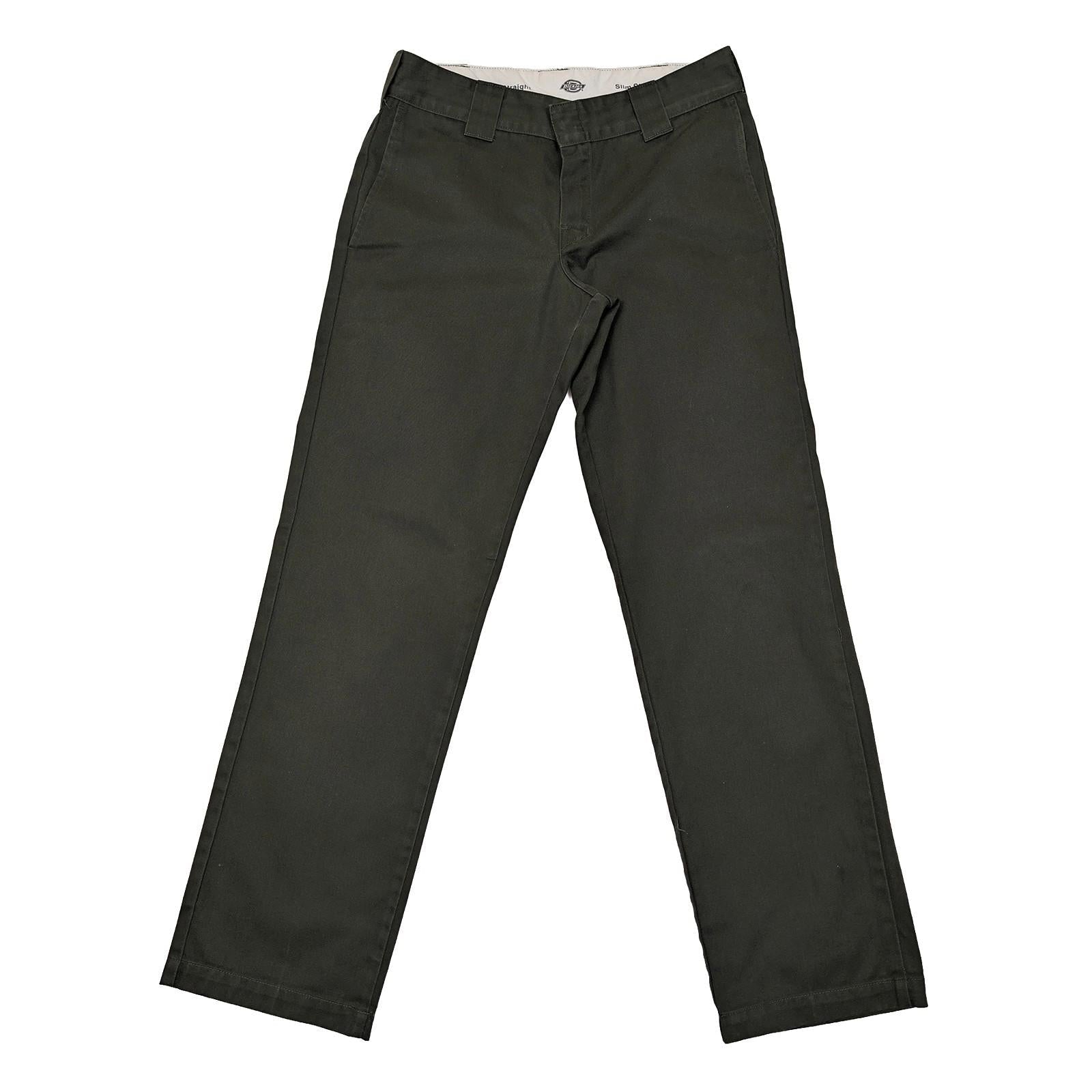 Dickies 873 Slim Straight Work Pants W30 L32 Olive Green Chino Trousers WP873 by Dickies – | RewearableUK
